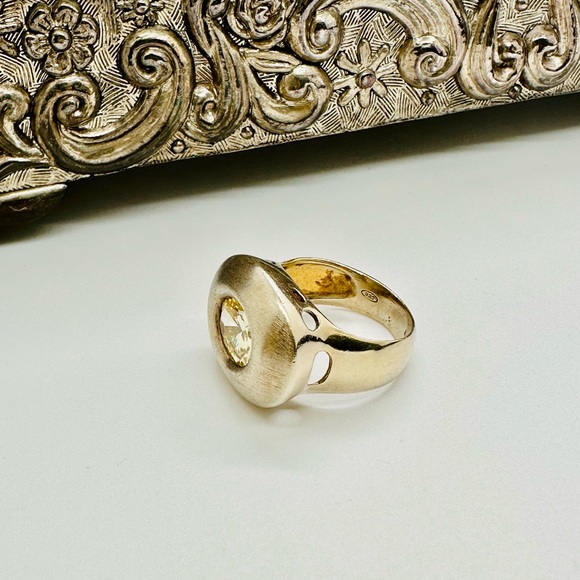 🔥 Modernist Vintage Champagne CZ Sterling Ring - Picture 8 of 17